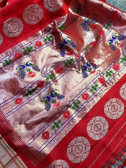 RED PURE SILK PAITHANI SAREE