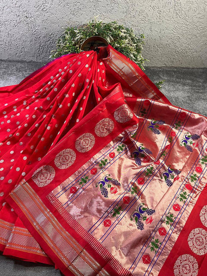 RED PURE SILK PAITHANI SAREE