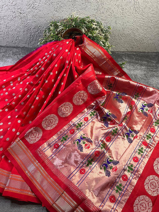 RED PURE SILK PAITHANI SAREE