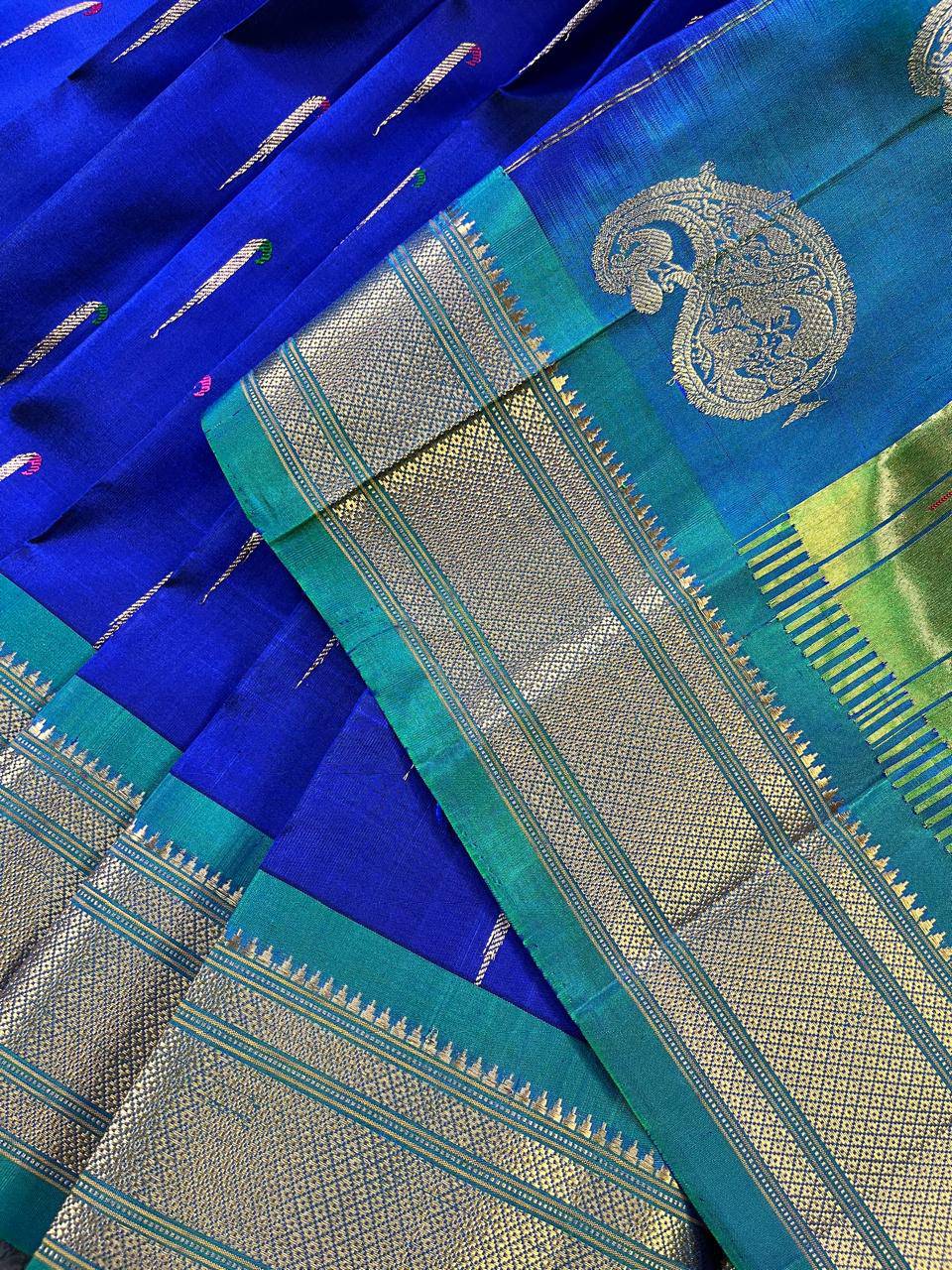 INK BLUE PURE SILK PAITHANI SAREE
