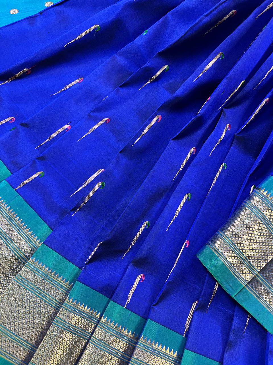 INK BLUE PURE SILK PAITHANI SAREE