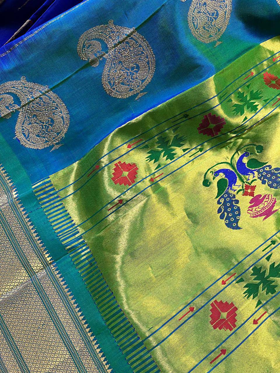 INK BLUE PURE SILK PAITHANI SAREE