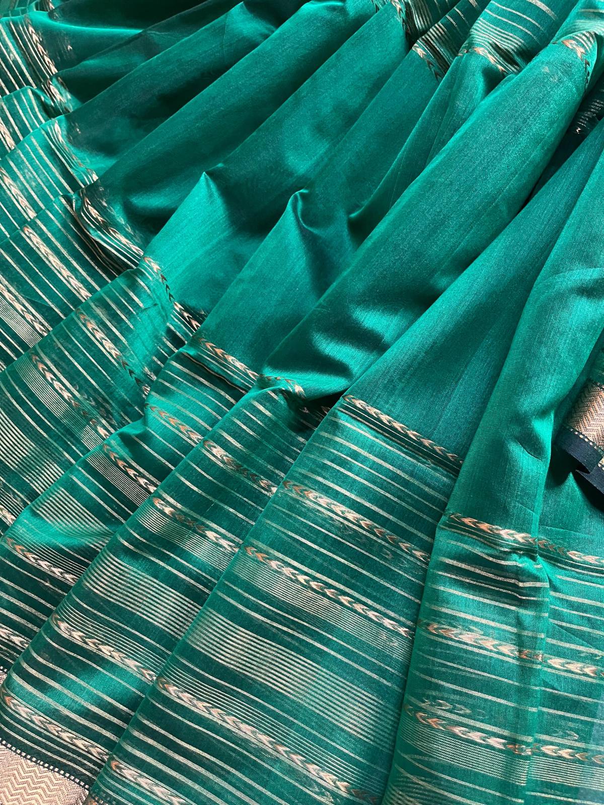 GREEN SICO PURE HANDLOOM MAHESHWARI SAREE
