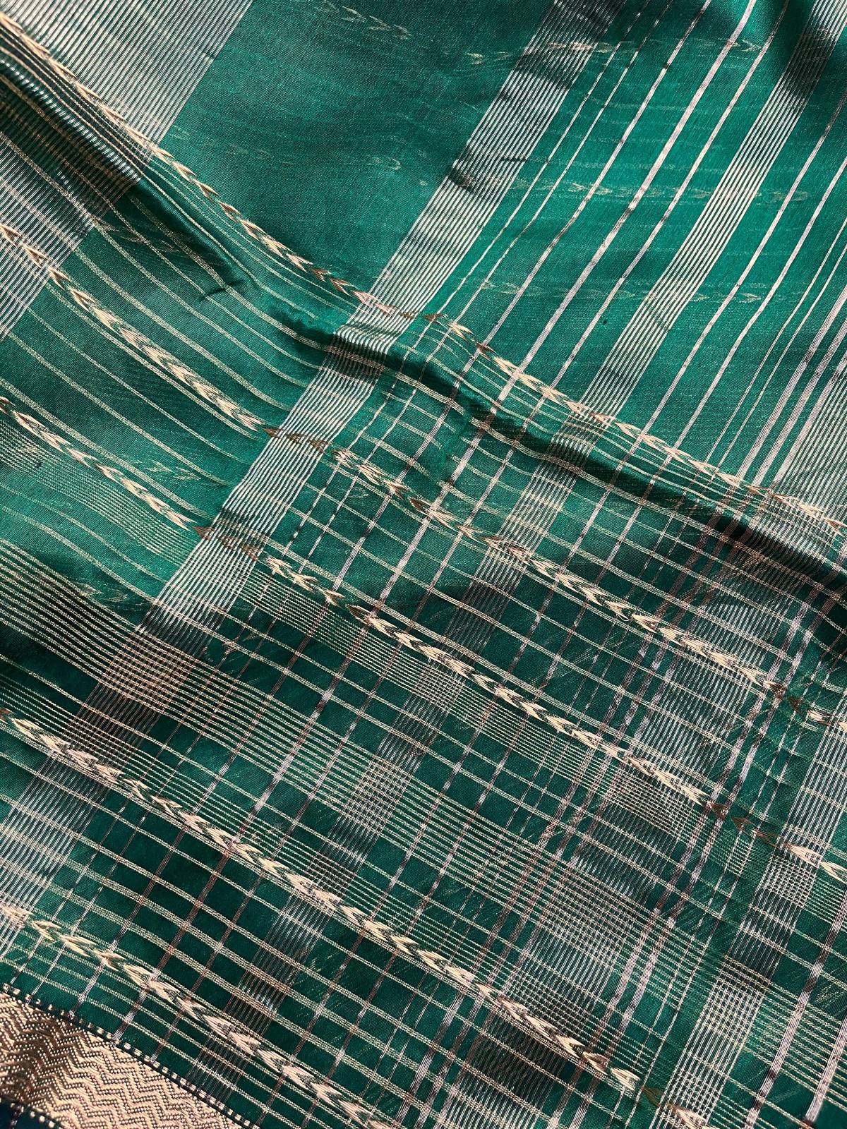 GREEN SICO PURE HANDLOOM MAHESHWARI SAREE