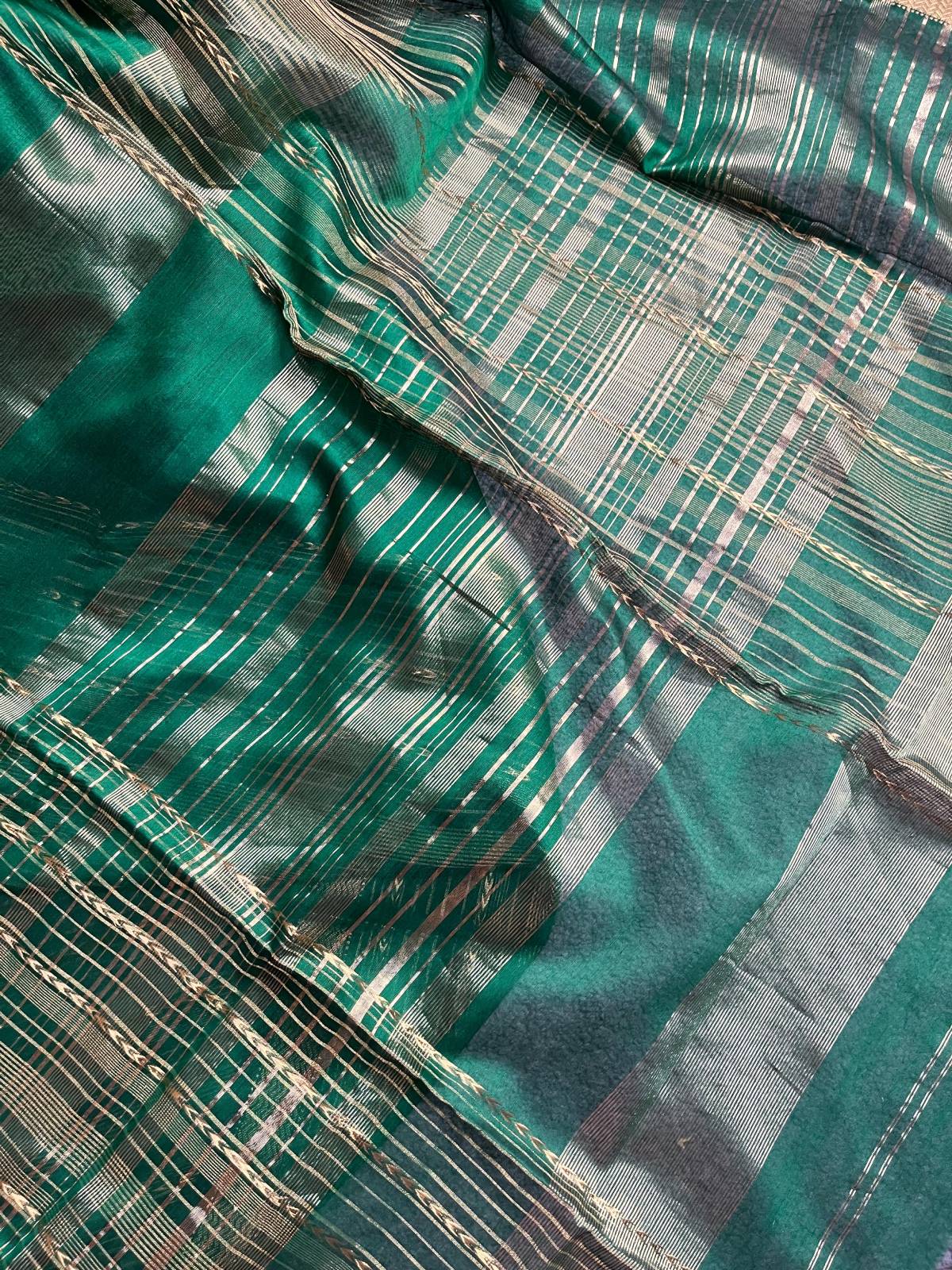 GREEN SICO PURE HANDLOOM MAHESHWARI SAREE
