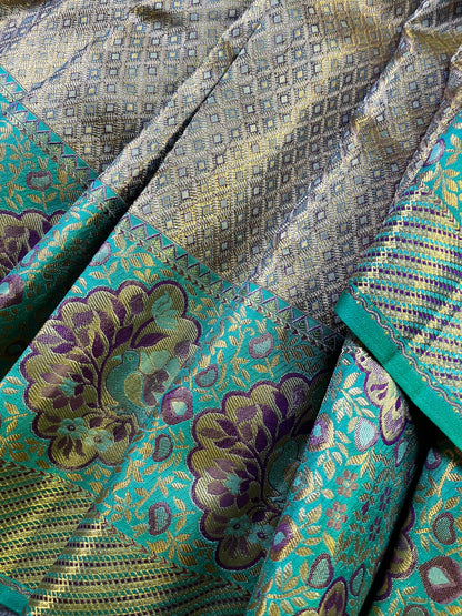 ROSE GOLD TISSUE SILK PURE HANDLOOM KANJIVARAM SAREE