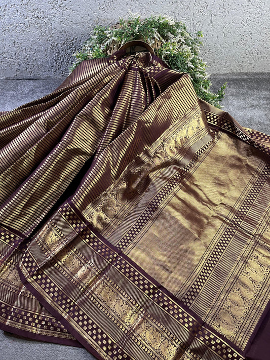 BROWN SILK PURE HANDLOOM KANJIVARAM SAREE