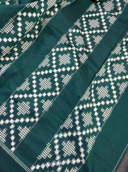 GREEN COTTON PURE HANDLOOM IKKAT SAREE
