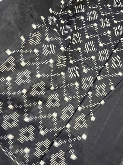 WHITE COTTON PURE HANDLOOM IKKAT SAREE