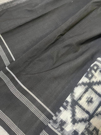 WHITE COTTON PURE HANDLOOM IKKAT SAREE