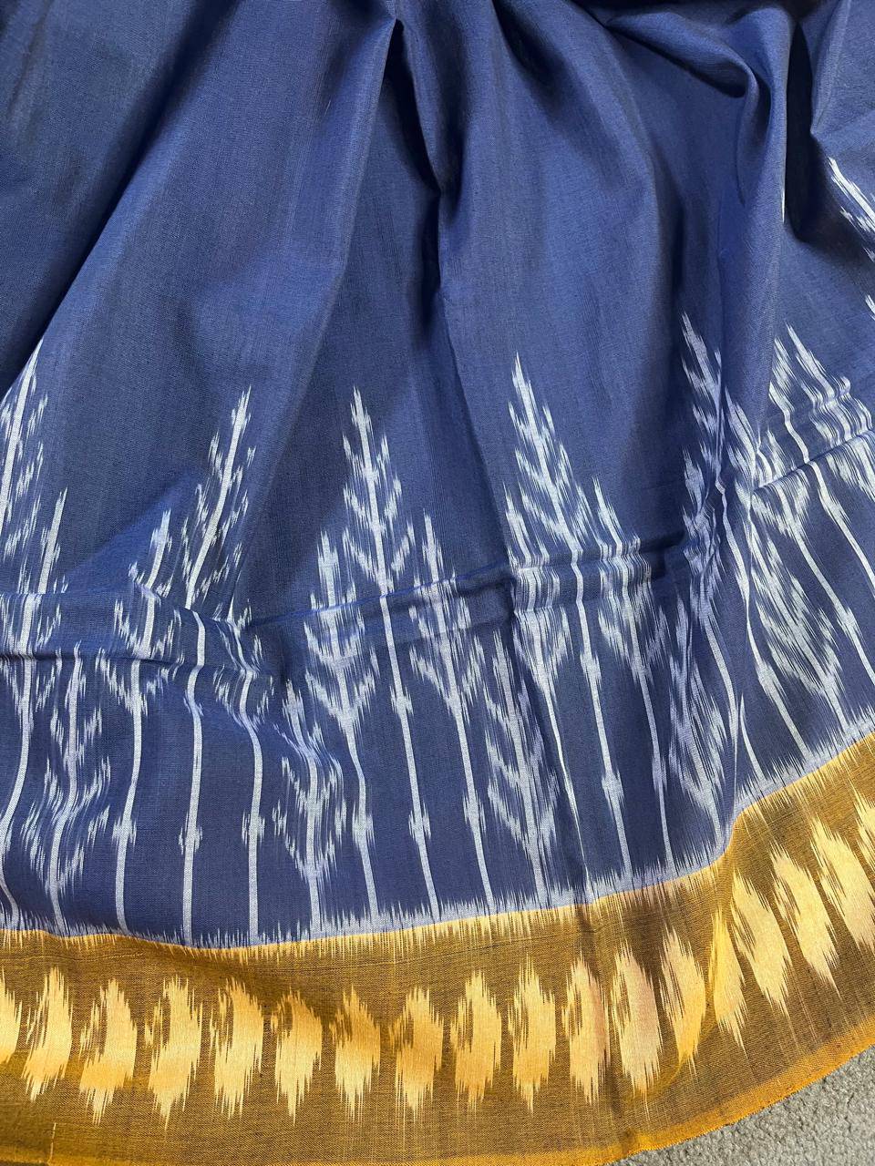 NAVY BLUE COTTON PURE HANDLOOM IKKAT SAREE