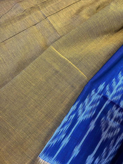 NAVY BLUE COTTON PURE HANDLOOM IKKAT SAREE