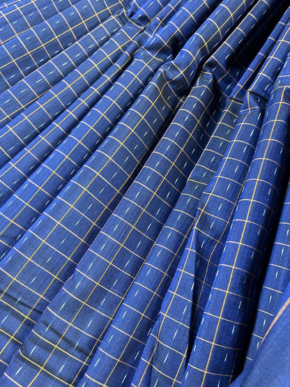 NAVY BLUE COTTON PURE HANDLOOM IKKAT SAREE