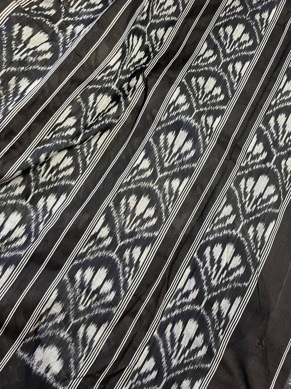 GREY COTTON PURE HANDLOOM IKKAT SAREE