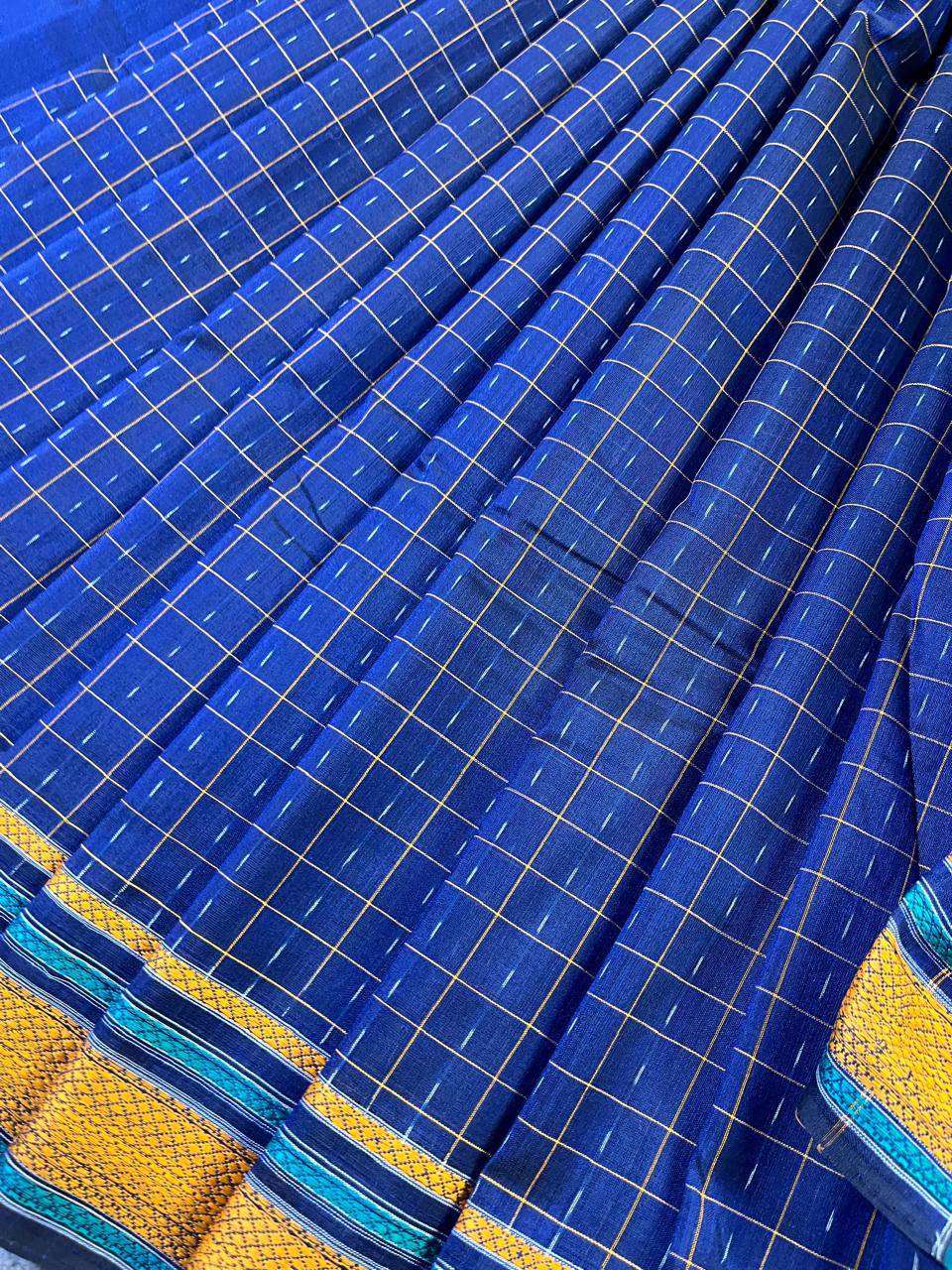 NAVY BLUE COTTON PURE HANDLOOM IKKAT SAREE