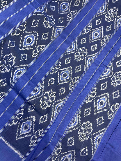 PEACOCK GREEN COTTON PURE HANDLOOM IKKAT SAREE