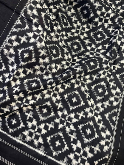 RED COTTON PURE HANDLOOM IKKAT SAREE