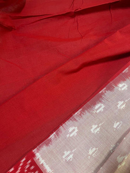 POWDER PINK COTTON PURE HANDLOOM IKKAT SAREE