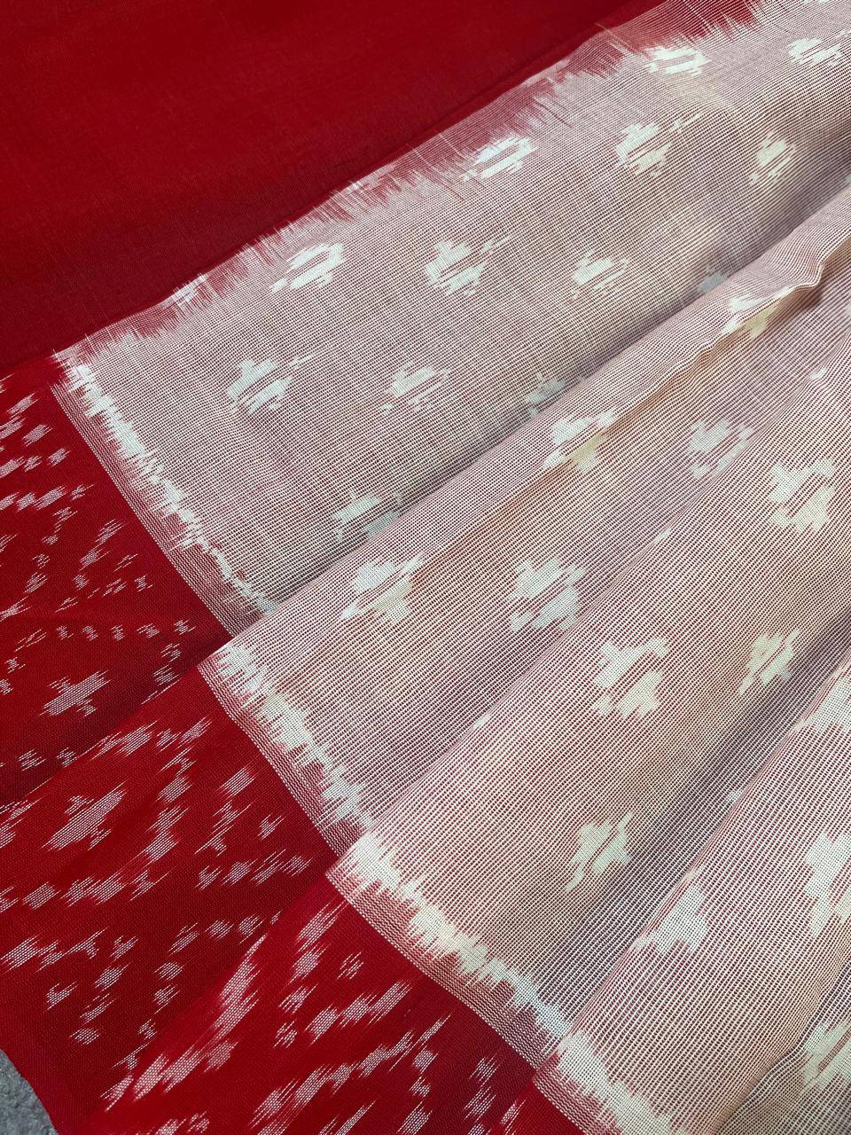 POWDER PINK COTTON PURE HANDLOOM IKKAT SAREE