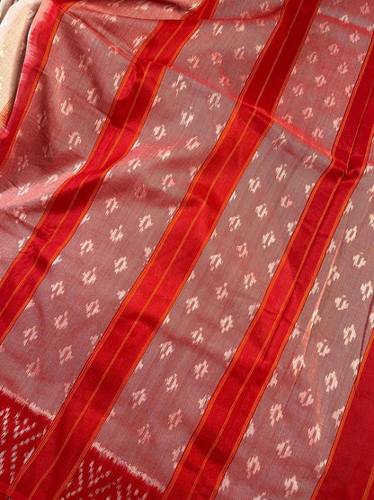 POWDER PINK COTTON PURE HANDLOOM IKKAT SAREE