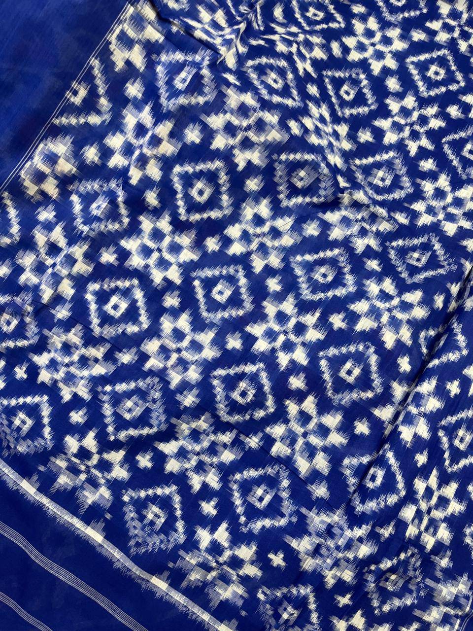 WHITE COTTON PURE HANDLOOM IKKAT SAREE