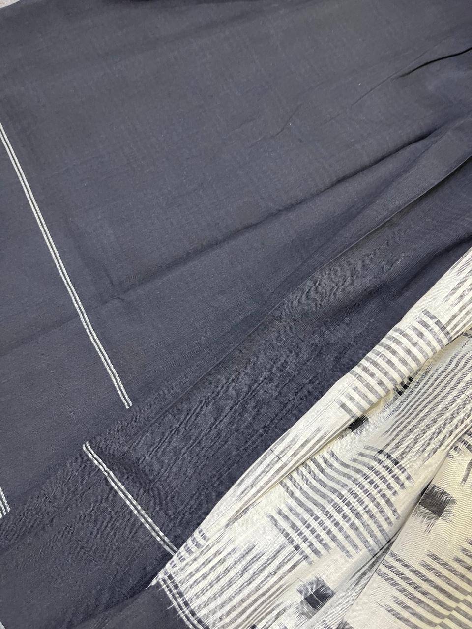 WHITE COTTON PURE HANDLOOM IKKAT SAREE