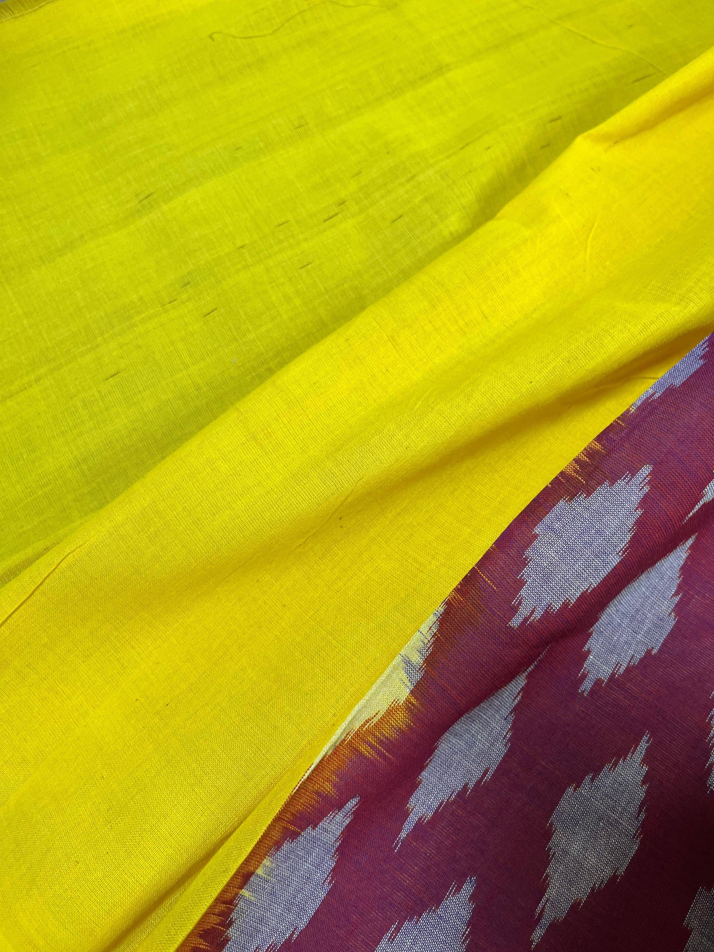 MAROON COTTON PURE HANDLOOM IKKAT SAREE