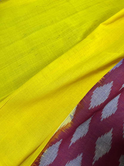 MAROON COTTON PURE HANDLOOM IKKAT SAREE