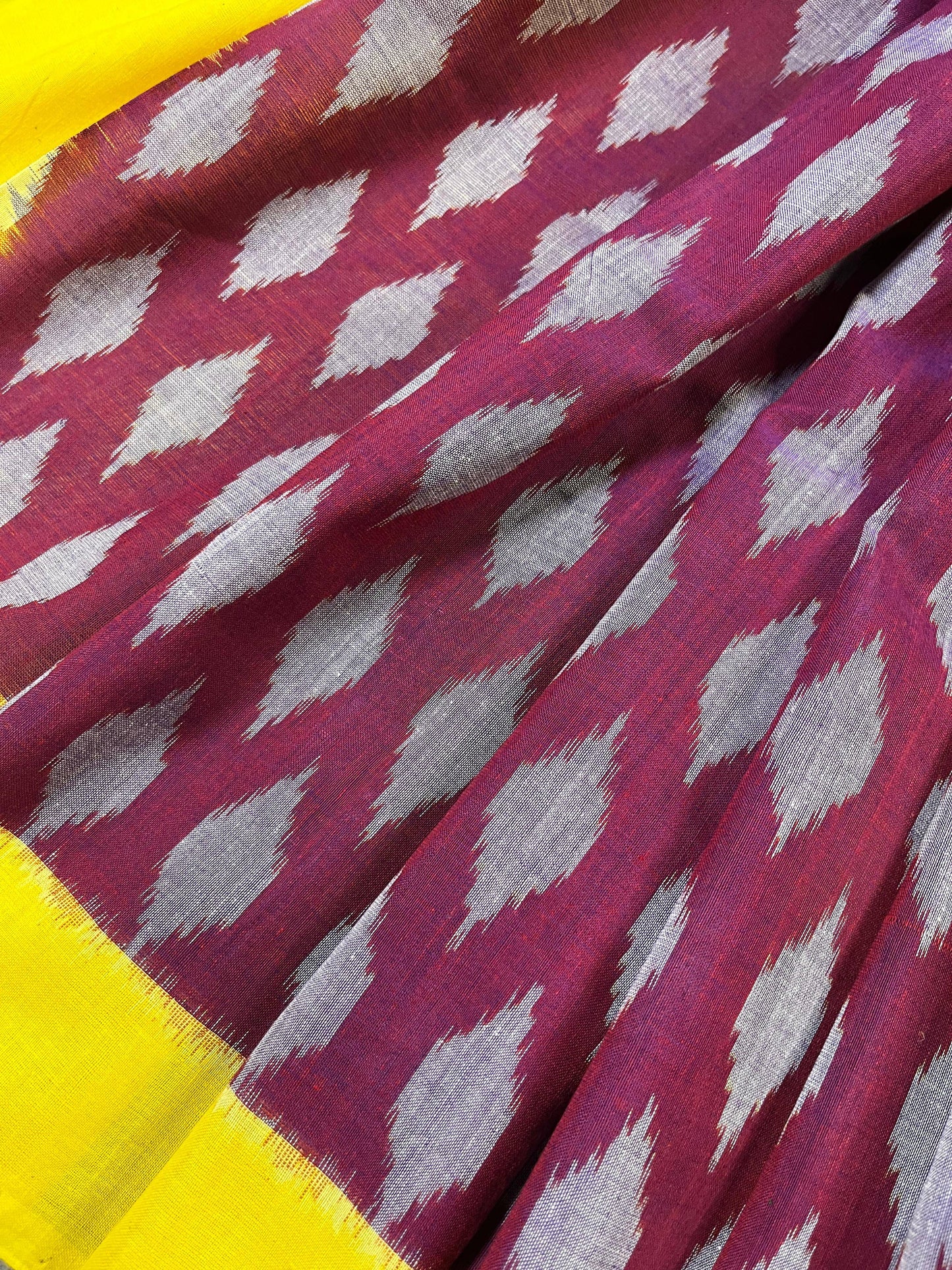 MAROON COTTON PURE HANDLOOM IKKAT SAREE