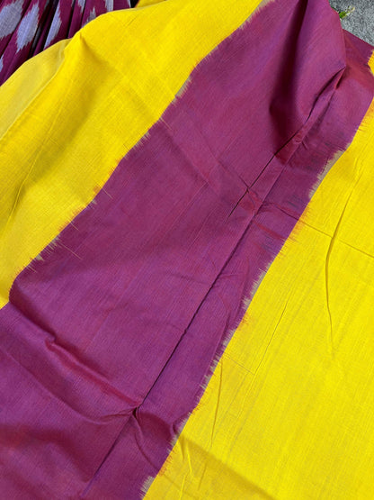 MAROON COTTON PURE HANDLOOM IKKAT SAREE