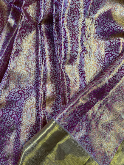 PINK GOLD TISSUE PURE HANDLOOM KANJIVARAM SAREE