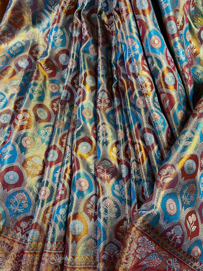 MULTICOLOUR TISSUE PURE HANDLOOM KANJIVARAM SAREE