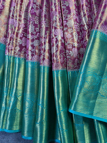 RANI PINK TISSUE PURE HANDLOOM KANJIVARAM SAREE