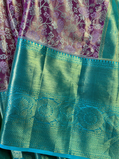 RANI PINK TISSUE PURE HANDLOOM KANJIVARAM SAREE