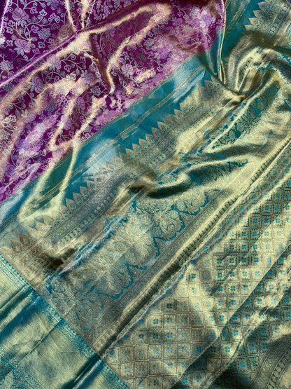 RANI PINK TISSUE PURE HANDLOOM KANJIVARAM SAREE