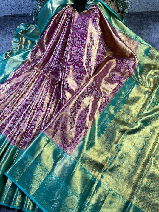 RANI PINK TISSUE PURE HANDLOOM KANJIVARAM SAREE