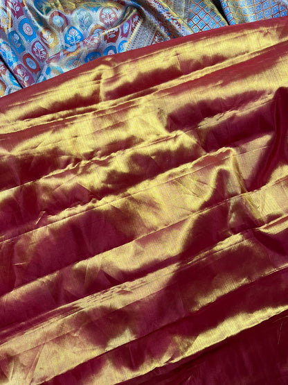 MULTICOLOUR TISSUE PURE HANDLOOM KANJIVARAM SAREE