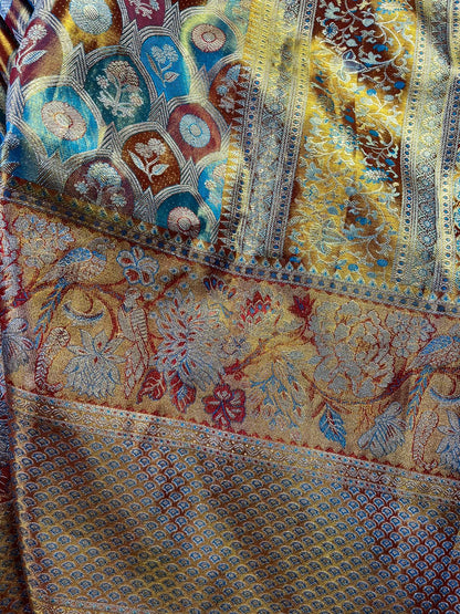 MULTICOLOUR TISSUE PURE HANDLOOM KANJIVARAM SAREE