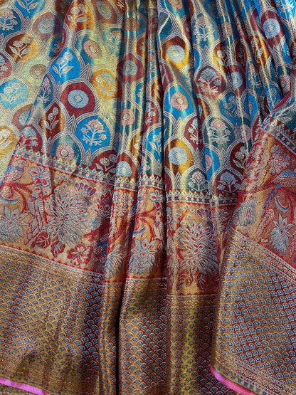 MULTICOLOUR TISSUE PURE HANDLOOM KANJIVARAM SAREE