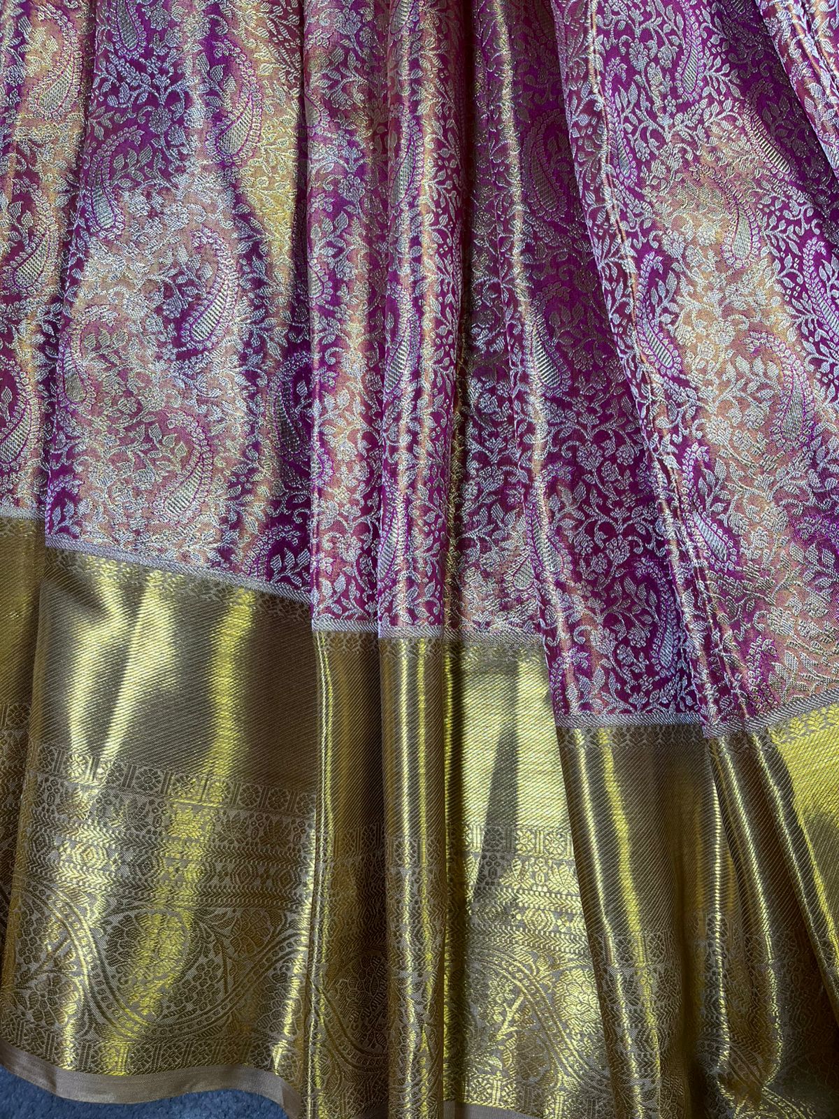 PINK GOLD TISSUE PURE HANDLOOM KANJIVARAM SAREE