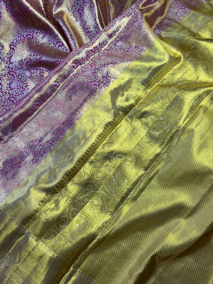 PINK GOLD TISSUE PURE HANDLOOM KANJIVARAM SAREE