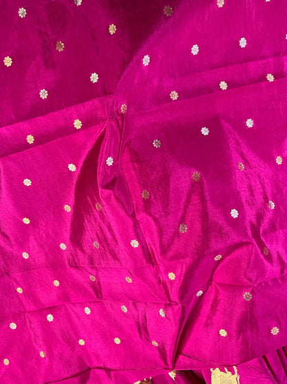 MAGENTA CHINIYA SILK PURE HANDLOOM BANARASI SAREE