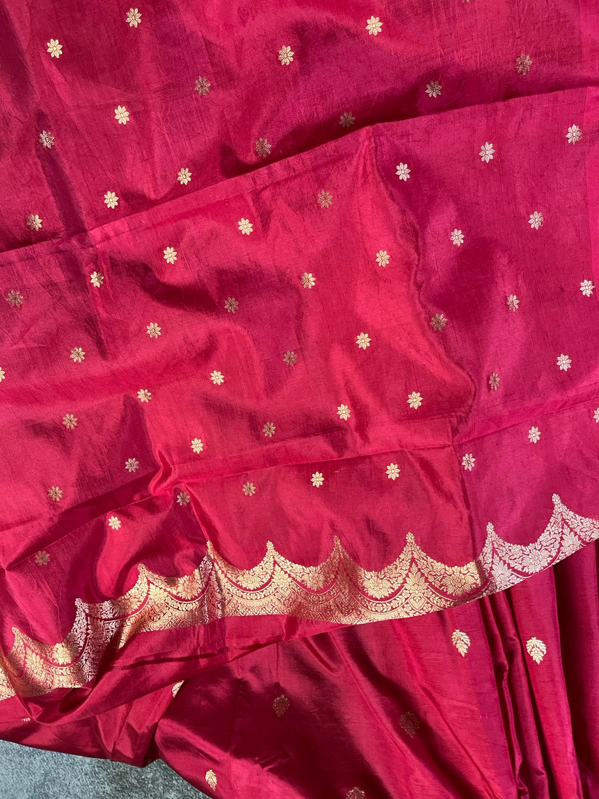 RED CHINIYA SILK PURE HANDLOOM BANARASI SAREE