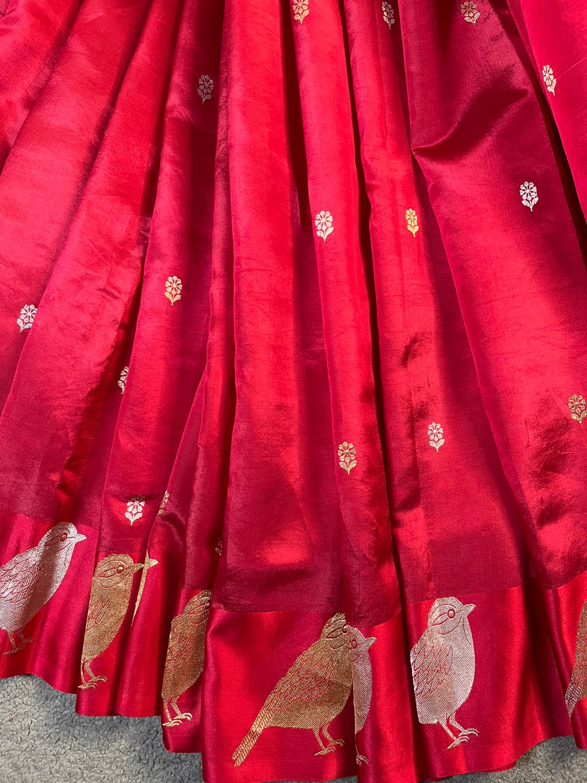 DEEP RED CHINIYA SILK PURE HANDLOOM BANARASI SAREE