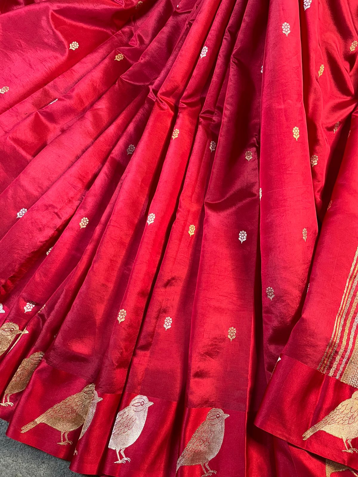 DEEP RED CHINIYA SILK PURE HANDLOOM BANARASI SAREE