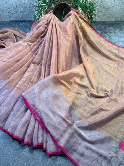BABY PINK MUL TISSUE PURE HANDLOOM SAREE