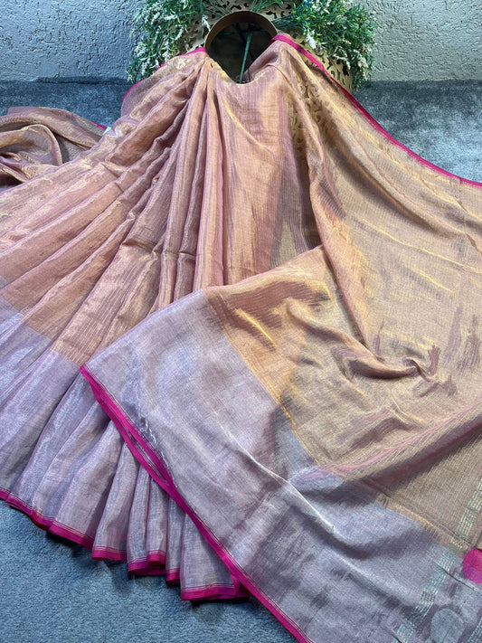 BABY PINK MUL TISSUE PURE HANDLOOM SAREE