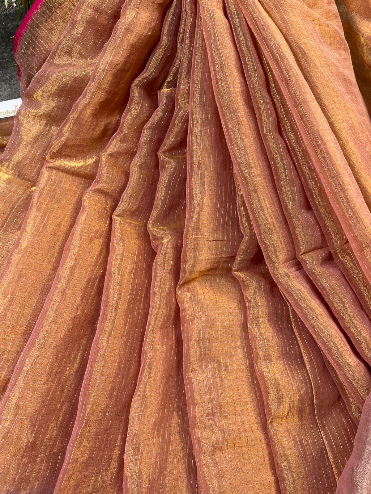 BABY PINK MUL TISSUE PURE HANDLOOM SAREE