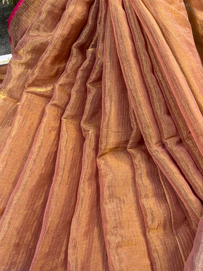 BABY PINK MUL TISSUE PURE HANDLOOM SAREE