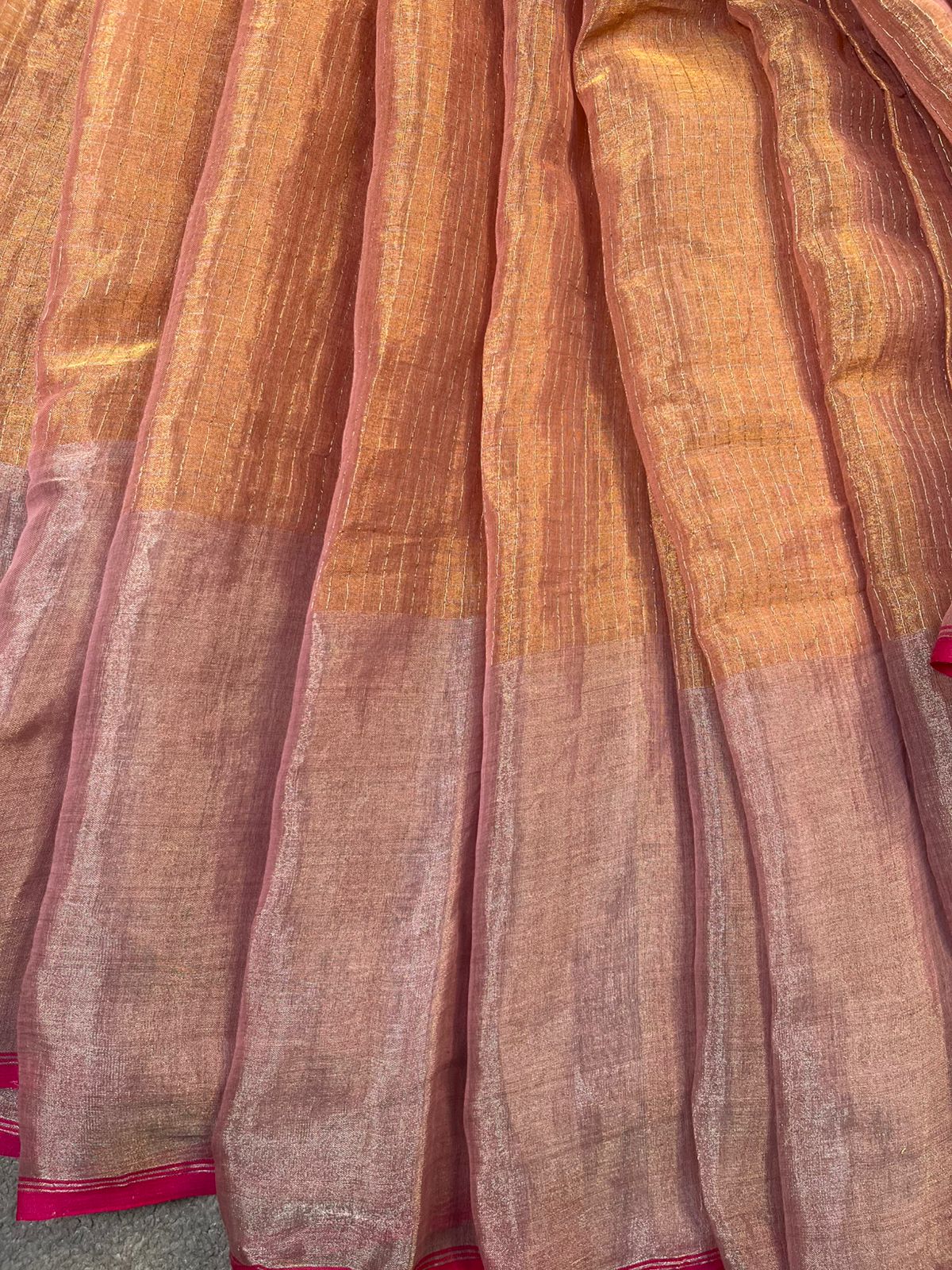 BABY PINK MUL TISSUE PURE HANDLOOM SAREE